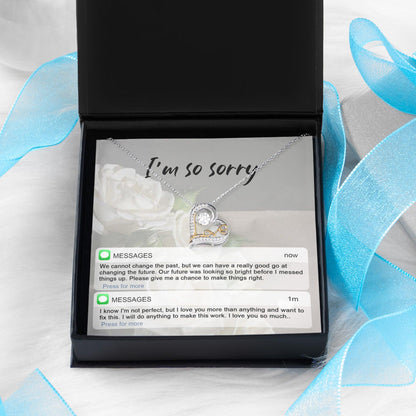 Apology Gift for Girlfriend, Wife, Soulmate - Sorry, I'm Not Perfect - Love Heart Pendant Necklace - Mallard Moon Gift Shop