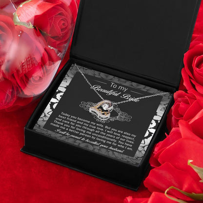 Bride Wedding Day Gift - My True Love - Love Dancing Heart Pendant Necklace - Mallard Moon Gift Shop