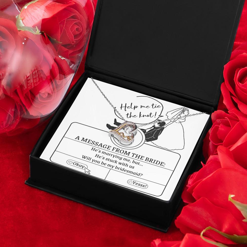 Bridesmaid Proposal Wedding Invite Will You Be My Bridesmaid Love Dancing Heart Pendant Necklace - Mallard Moon Gift Shop