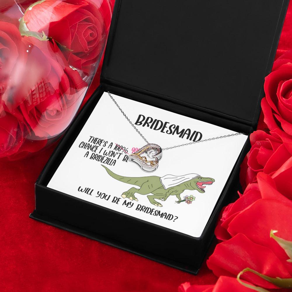 Bridesmaid Wedding Party Proposal Invitation Love Heart Necklace Gift from Bridezilla, Bridesmaid Gifts - Mallard Moon Gift Shop