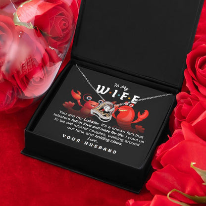 To My Wife - Old Lobster Couples Mate for Life Love Dancing Heart Pendant Necklace - Mallard Moon Gift Shop