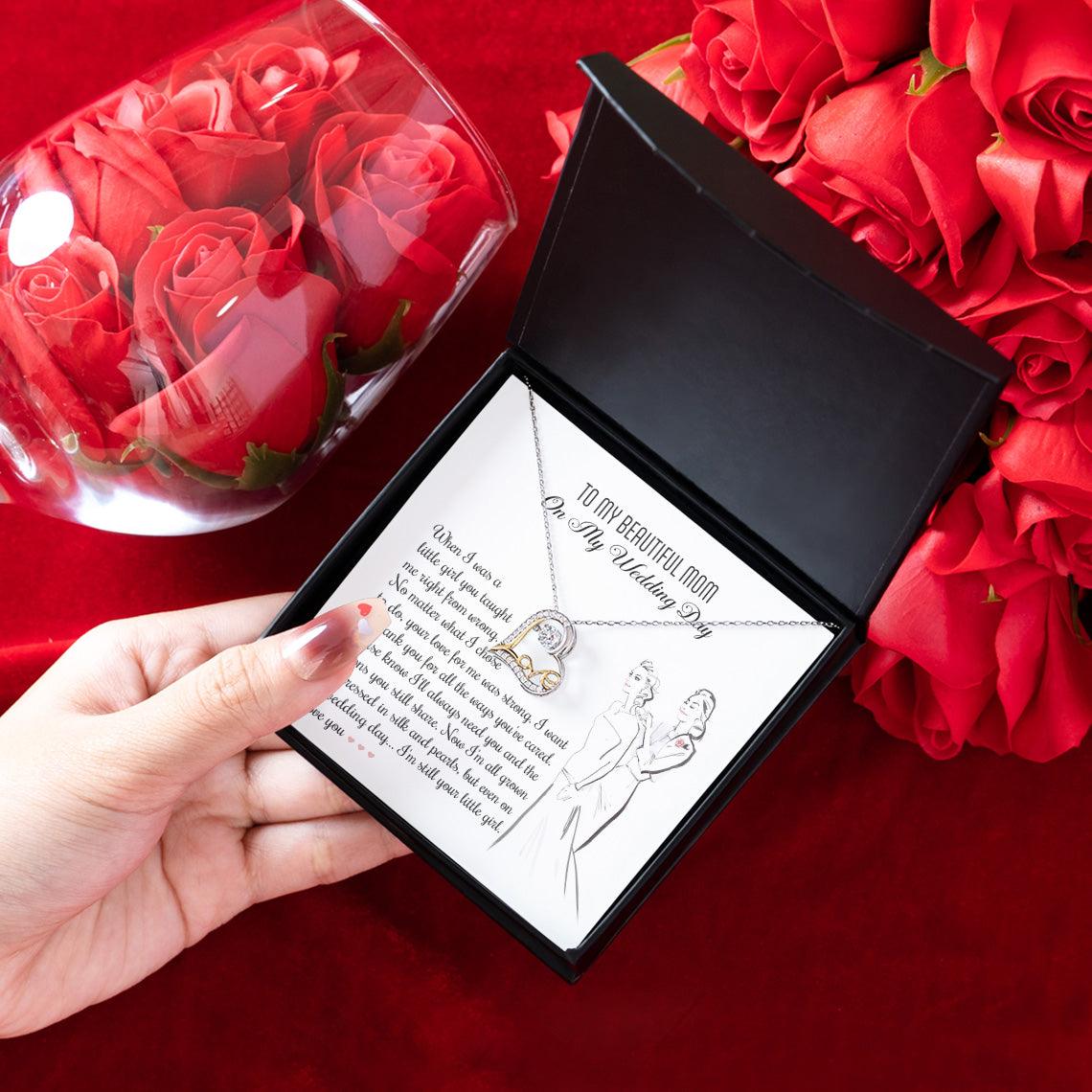 Gift for Mom Wedding Day - Always Your Little Girl Love Heart Pendant Necklace - Mallard Moon Gift Shop