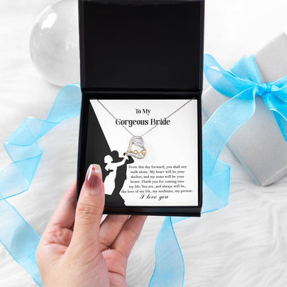 To My Gorgeous Bride on Our Wedding Day, You are the Love of My Life Love Dancing Heart Pendant Necklace - Mallard Moon Gift Shop
