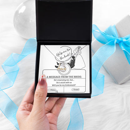 Bridesmaid Proposal Wedding Invite Will You Be My Bridesmaid Love Dancing Heart Pendant Necklace - Mallard Moon Gift Shop