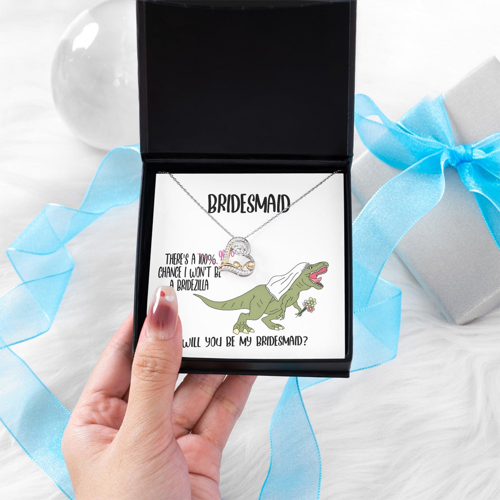 Bridesmaid Wedding Party Proposal Invitation Love Heart Necklace Gift from Bridezilla, Bridesmaid Gifts - Mallard Moon Gift Shop