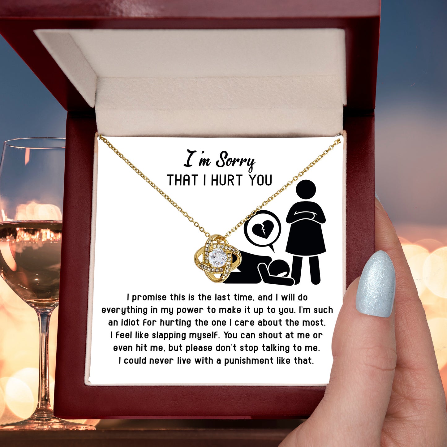 Apology Gift for Girlfriend, Wife, Soulmate - Sorry, Please Don't Stop Talking - Love Knot Pendant Necklace - Mallard Moon