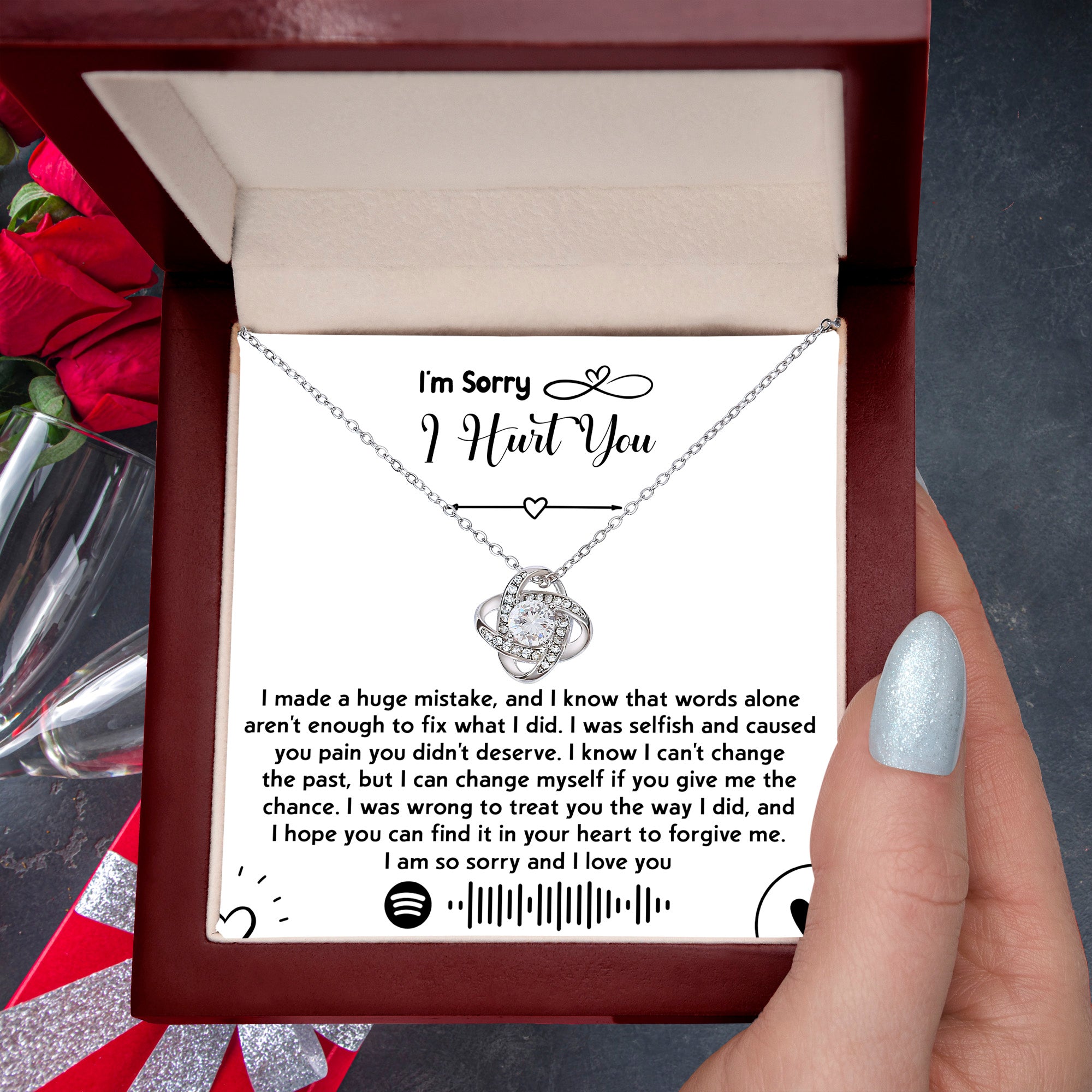 Apology Gift for Girlfriend, Wife, Soulmate - Sorry, You Didn't Deserve - Love Knot Pendant Necklace - Mallard Moon