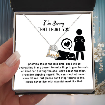 Apology Gift for Girlfriend, Wife, Soulmate - Sorry, Please Don't Stop Talking - Love Dancing Heart Pendant Necklace - Mallard Moon