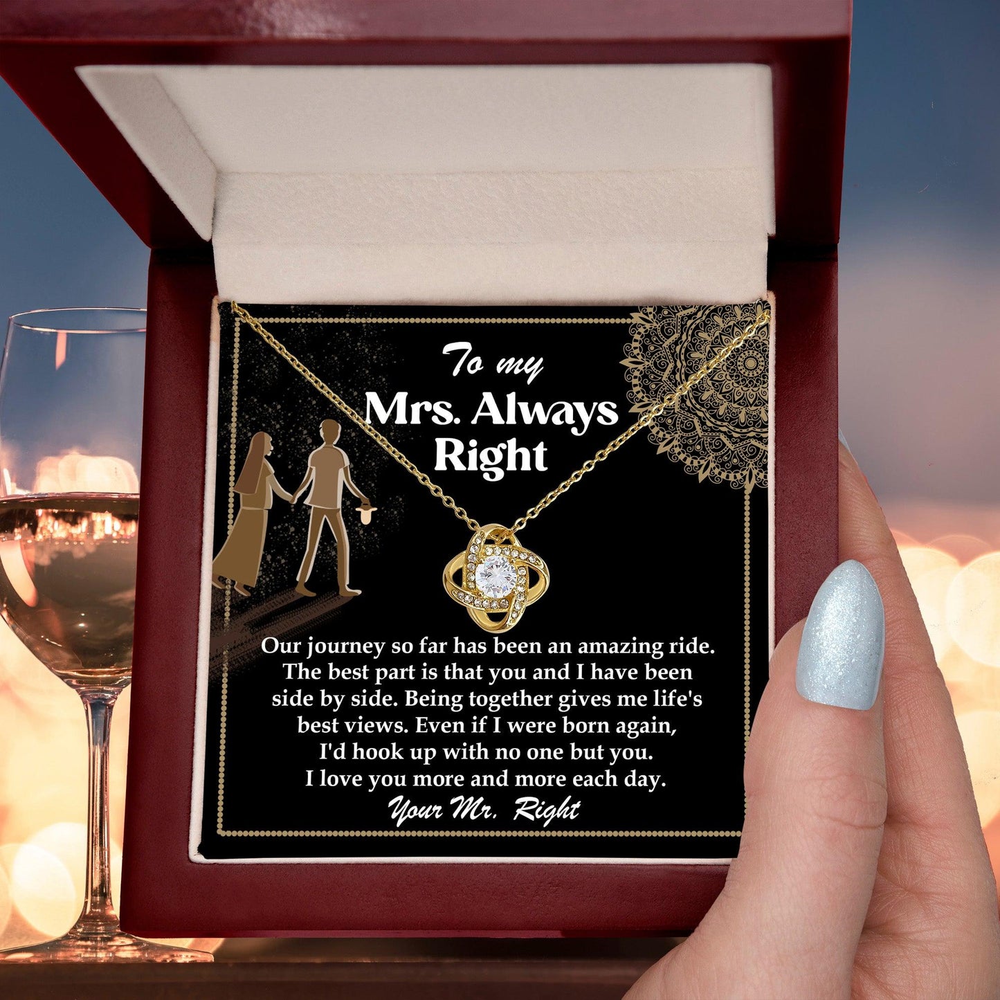 Wife Gift Always Right Love Knot Pendant Necklace - Mallard Moon Gift Shop