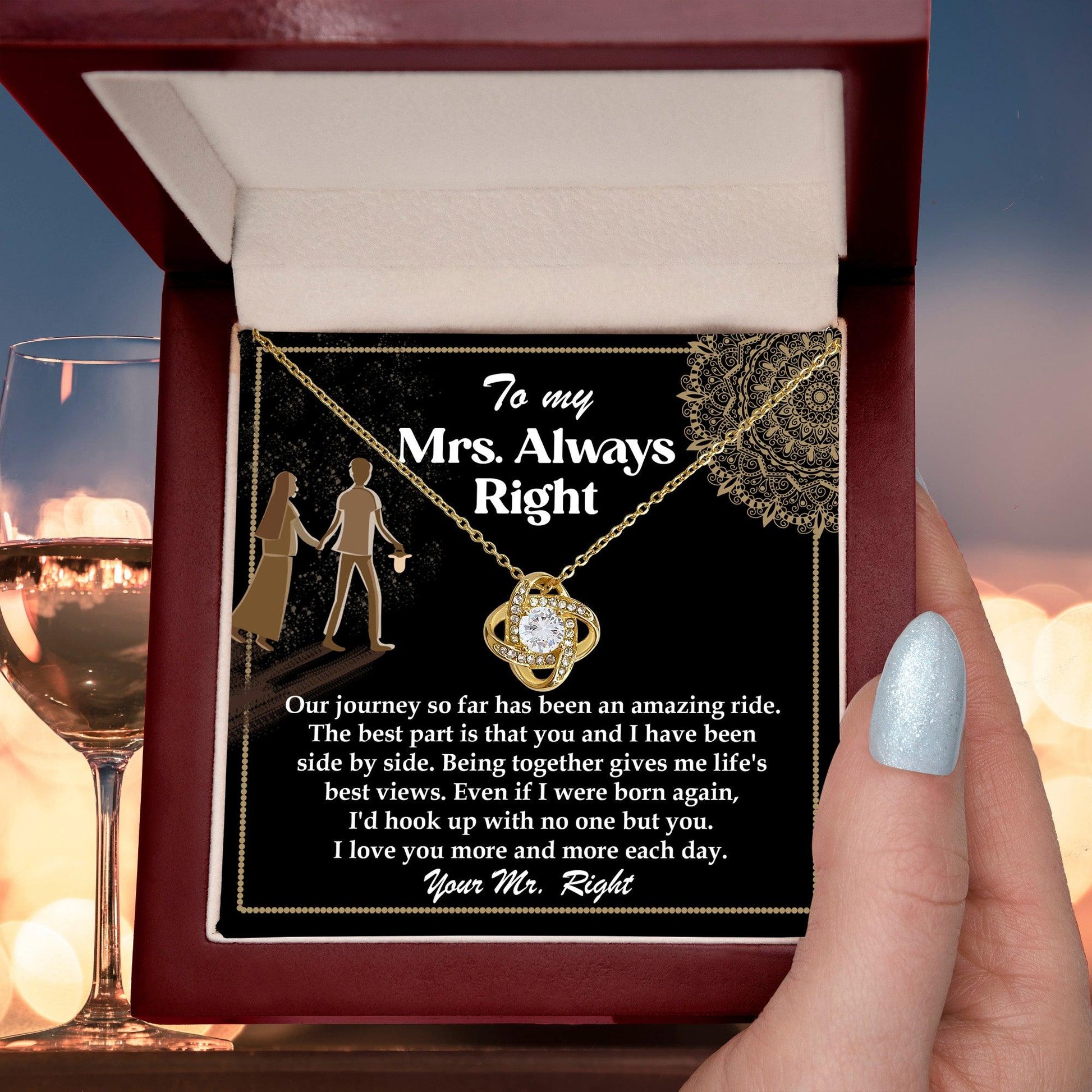 Wife Gift Always Right Love Knot Pendant Necklace - Mallard Moon Gift Shop