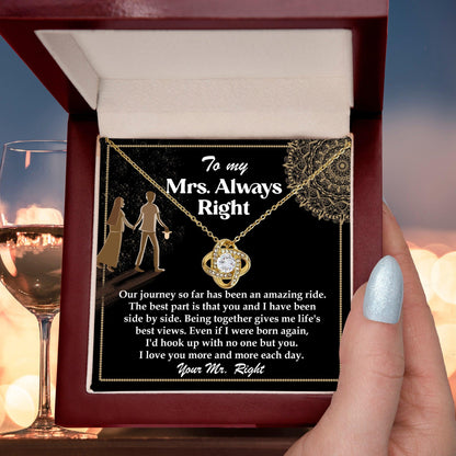 Wife Gift Always Right Love Knot Pendant Necklace - Mallard Moon Gift Shop