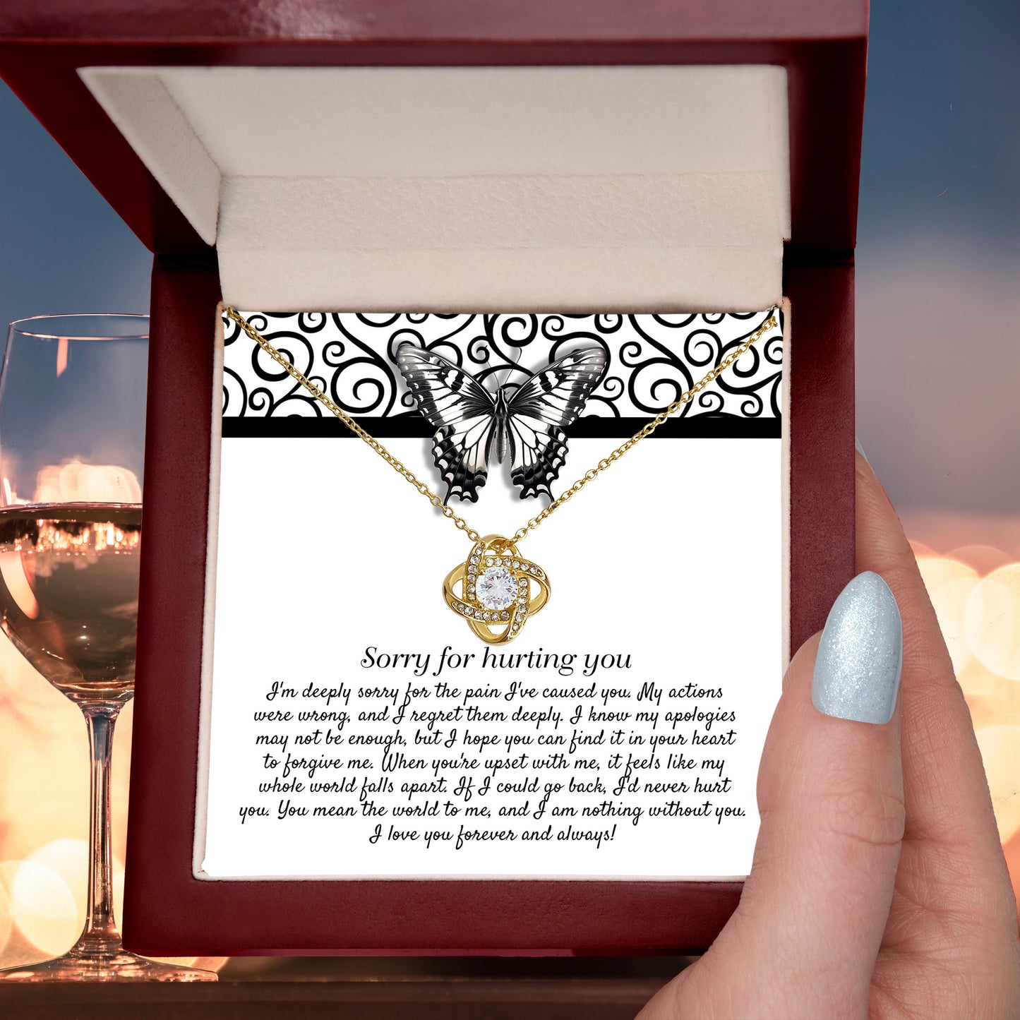 Apology Gift - Sorry for Hurting You - I am Nothing Without You - Love Knot Pendant Necklace - Mallard Moon