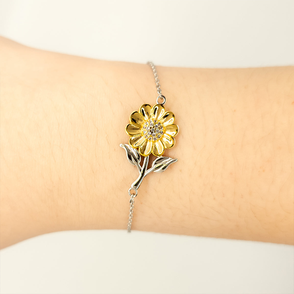 Gift for Daughter - A Father’s Love Is Forever - Sunflower Bracelet – Sterling Silver with 18K Gold-Plated Petals - Graduation, Birthday Keepsake - Mallard Moon Gift Shop
