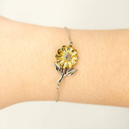 Gift for Daughter - A Father’s Love Is Forever - Sunflower Bracelet – Sterling Silver with 18K Gold-Plated Petals - Graduation, Birthday Keepsake - Mallard Moon Gift Shop