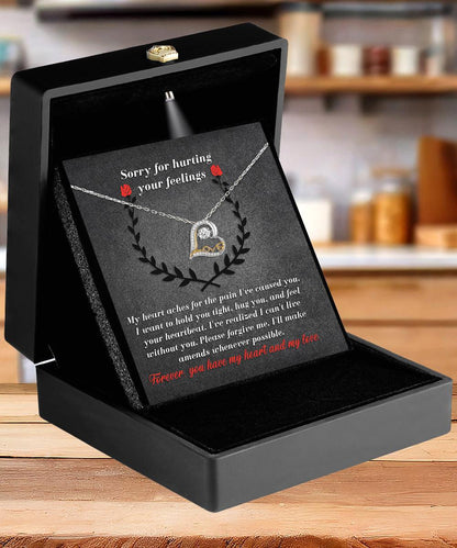 Apology Gift for Girlfriend, Wife, Soulmate - Sorry, Make Amends - Love Dancing Heart Pendant Necklace - Mallard Moon Gift Shop