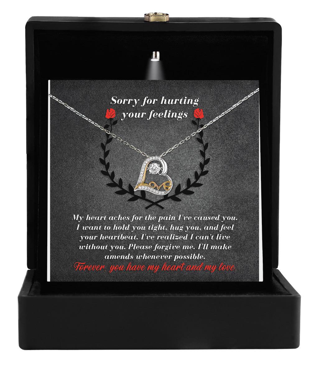 Apology Gift for Girlfriend, Wife, Soulmate - Sorry, Make Amends - Love Dancing Heart Pendant Necklace - Mallard Moon Gift Shop