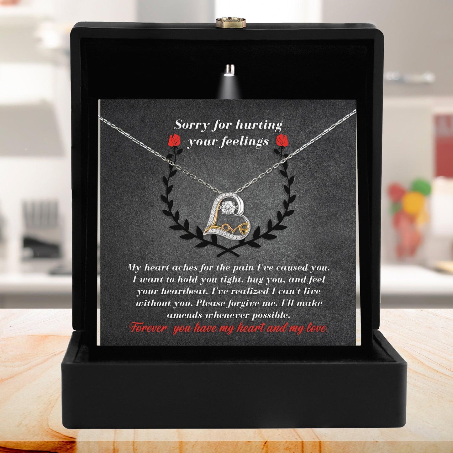 Apology Gift for Girlfriend, Wife, Soulmate - Sorry, Make Amends - Love Dancing Heart Pendant Necklace - Mallard Moon Gift Shop