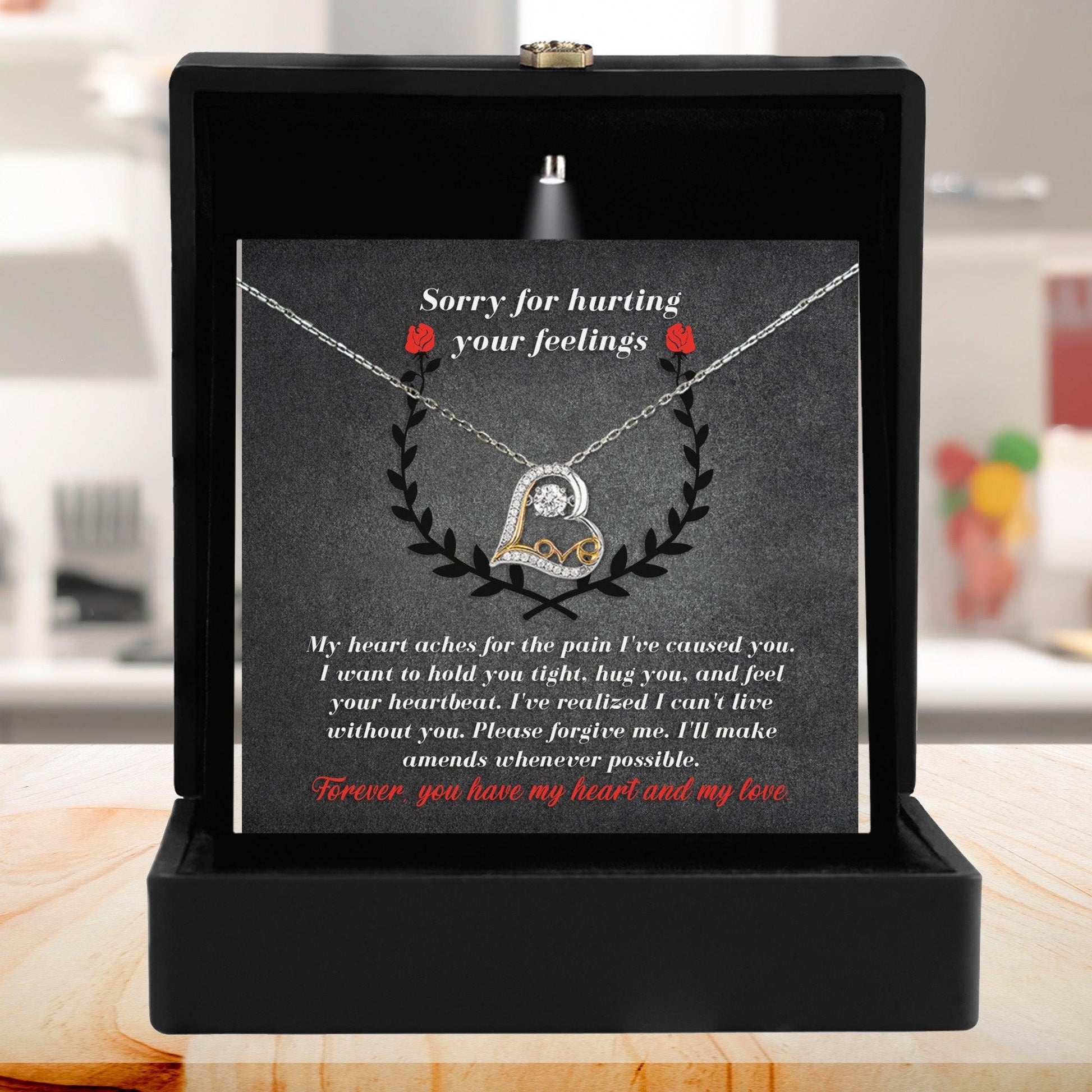 Apology Gift for Girlfriend, Wife, Soulmate - Sorry, Make Amends - Love Dancing Heart Pendant Necklace - Mallard Moon Gift Shop