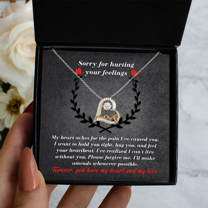 Apology Gift for Girlfriend, Wife, Soulmate - Sorry, Make Amends - Love Dancing Heart Pendant Necklace - Mallard Moon Gift Shop