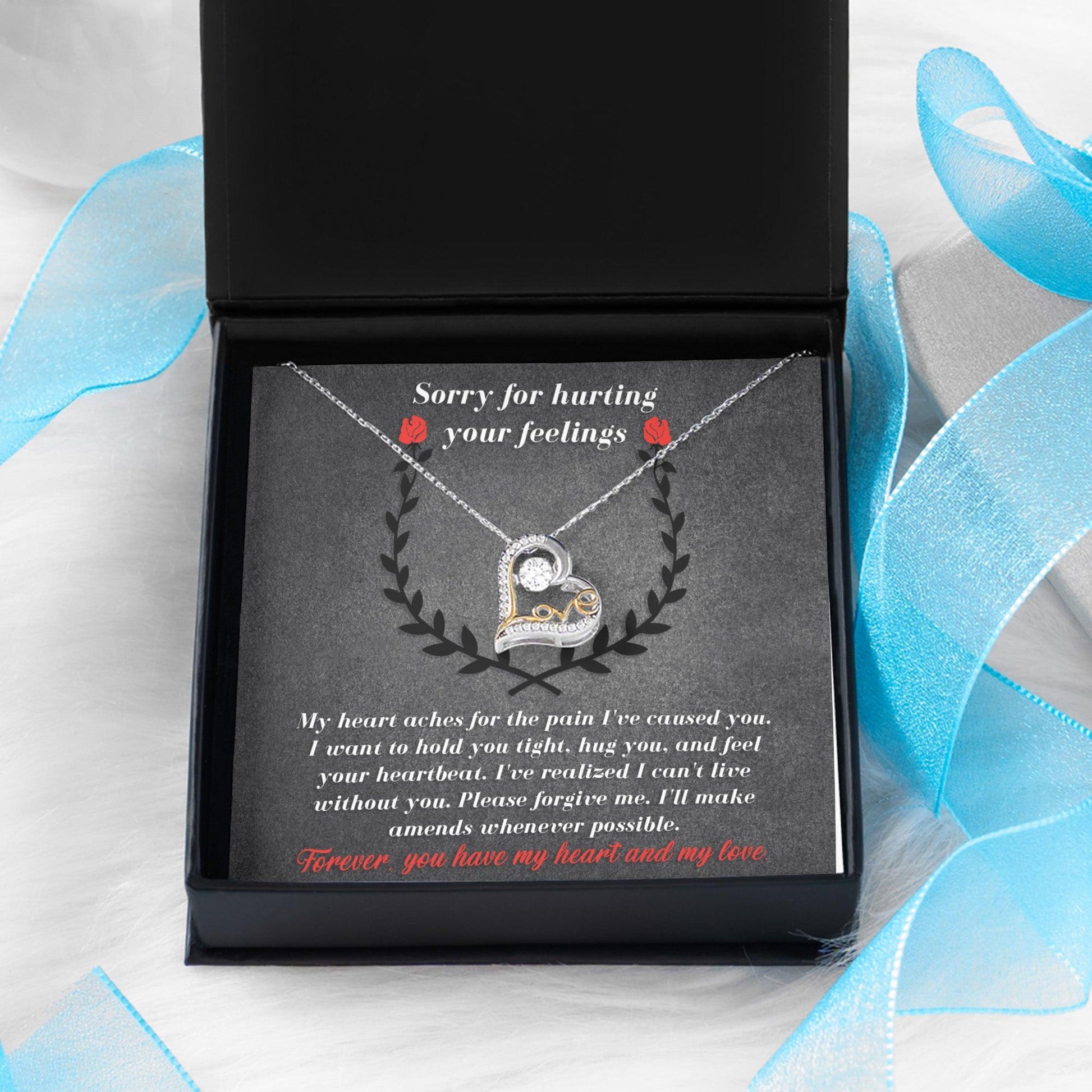 Apology Gift for Girlfriend, Wife, Soulmate - Sorry, Make Amends - Love Dancing Heart Pendant Necklace - Mallard Moon Gift Shop