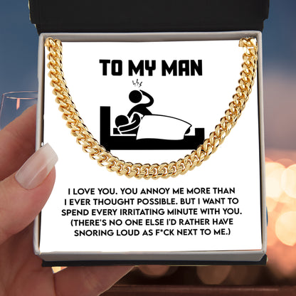 Gift for Husband, Boyfriend, or Soulmate - Cuban Chain Necklace with Funny 'To My Man' Message Card - Mallard Moon Gift Shop