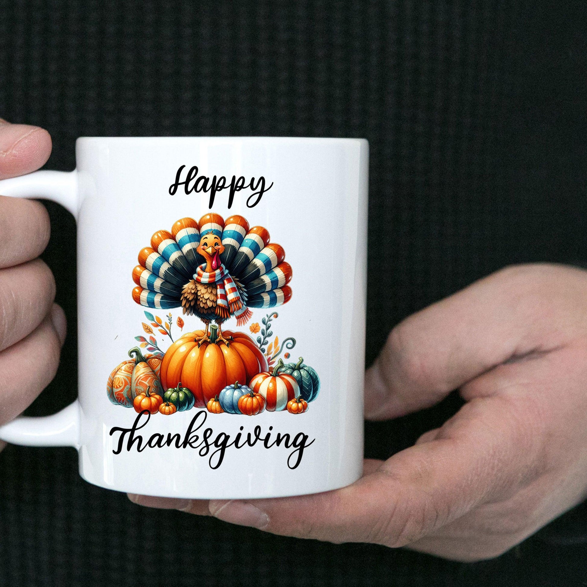 Happy Thanksgiving Ceramic Mug – Perfect for Holiday Cheer! - Mallard Moon Gift Shop
