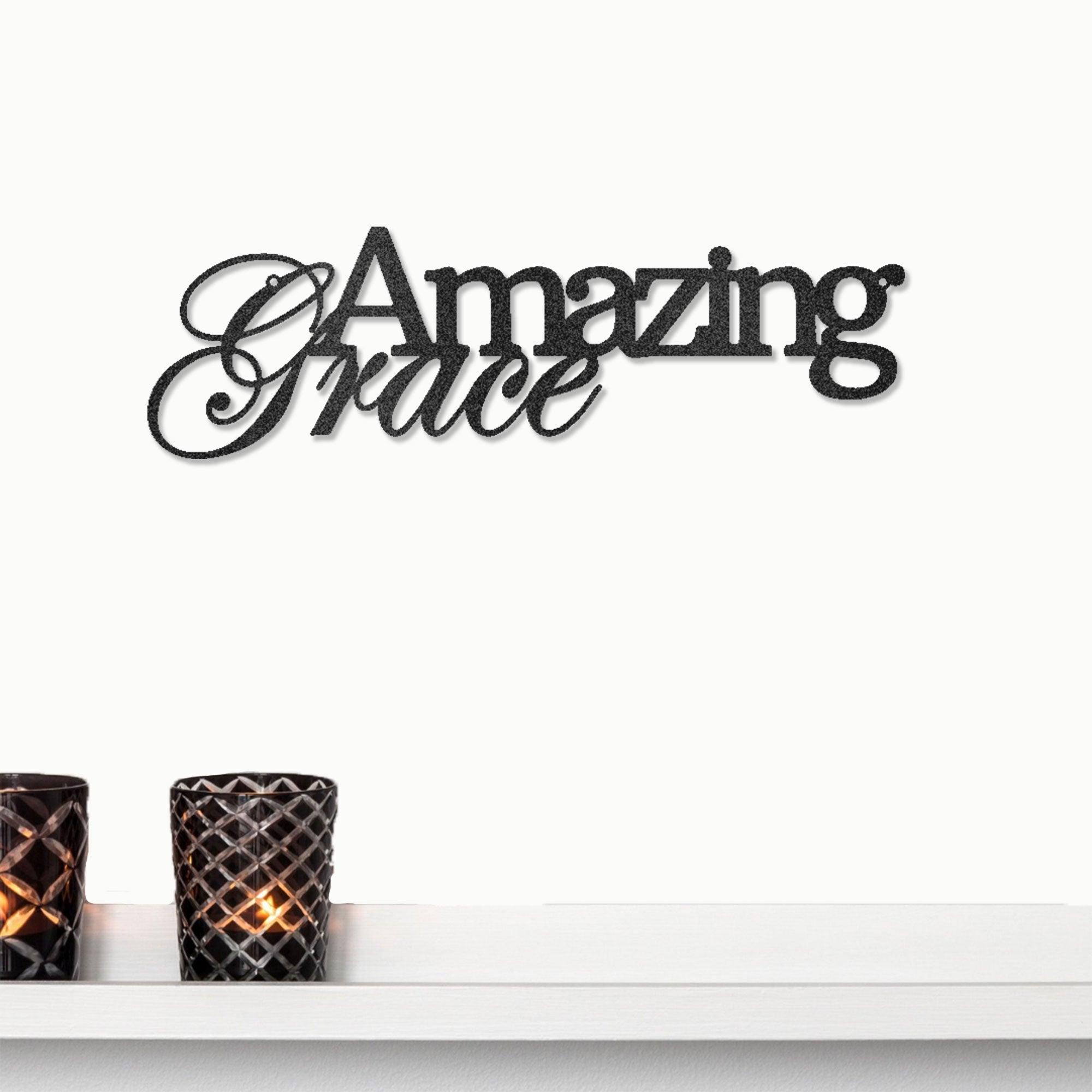 Amazing Grace Script Indoor Outdoor Steel Wall Sign Art - Mallard Moon Gift Shop