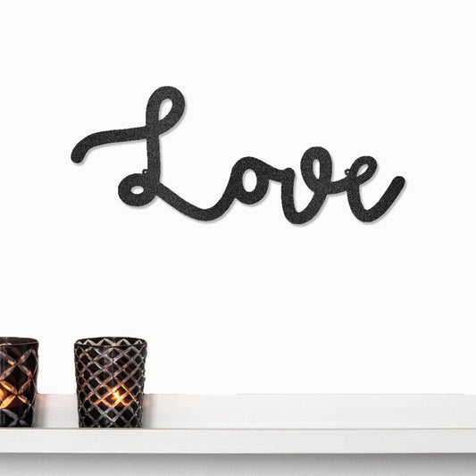 Love Script Metal Word Art Wall Sign - Mallard Moon Gift Shop