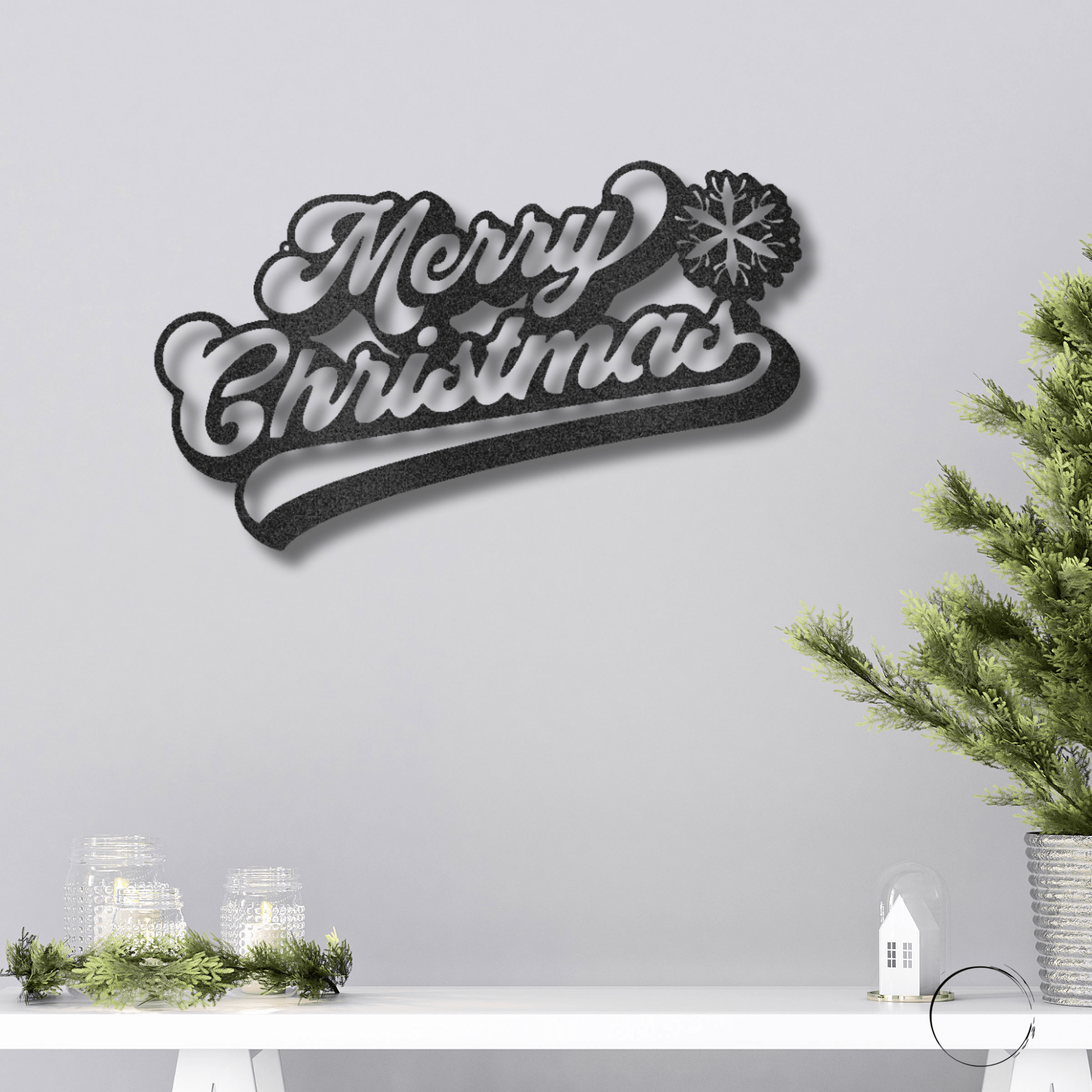 Classic "Merry Christmas" Metal Wall Sign - Bring Holiday Cheer to Any Room - Mallard Moon Gift Shop