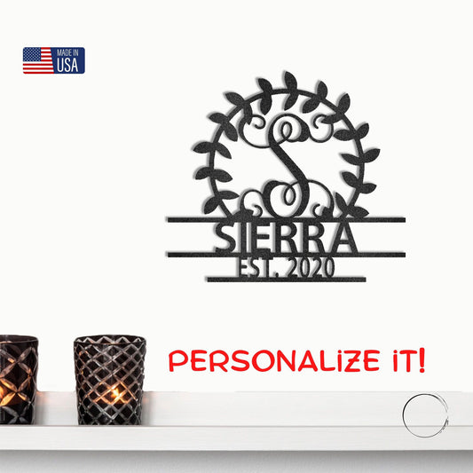 Custom Crest Metal Wall Sign – Personalized Family Name, Monogram, and Established Year – Made in the USA – 5 Sizes & Colors - Mallard Moon Gift Shop