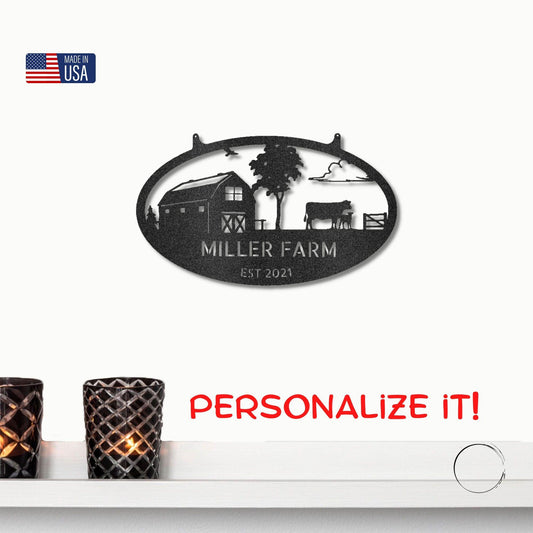 Farmstead Custom Name Monogram Indoor Outdoor Steel Wall Sign - Mallard Moon Gift Shop
