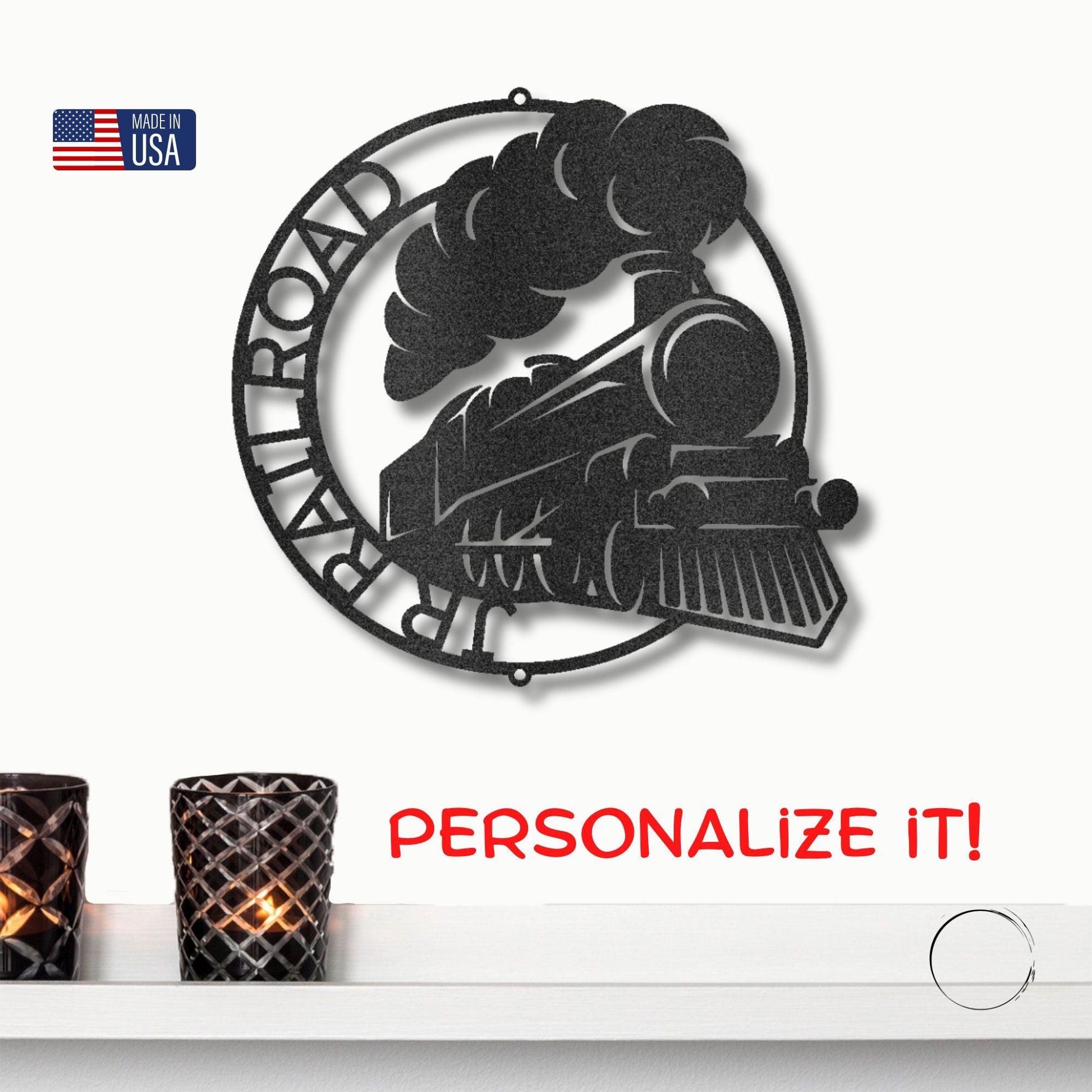 Steam Locomotive Train Custom Name Metal Art Wall Sign - Mallard Moon Gift Shop