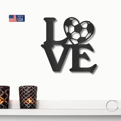 Soccer Love Steel Wall Sign Metal Art - Mallard Moon Gift Shop