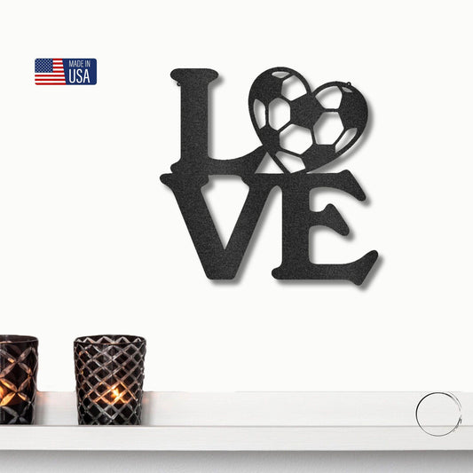Soccer Love Steel Wall Sign Metal Art - Mallard Moon Gift Shop