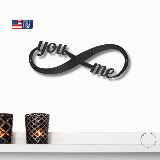 Romantic Home Decor "You & Me" Laser-Cut Infinity Metal Wall Art - Mallard Moon Gift Shop