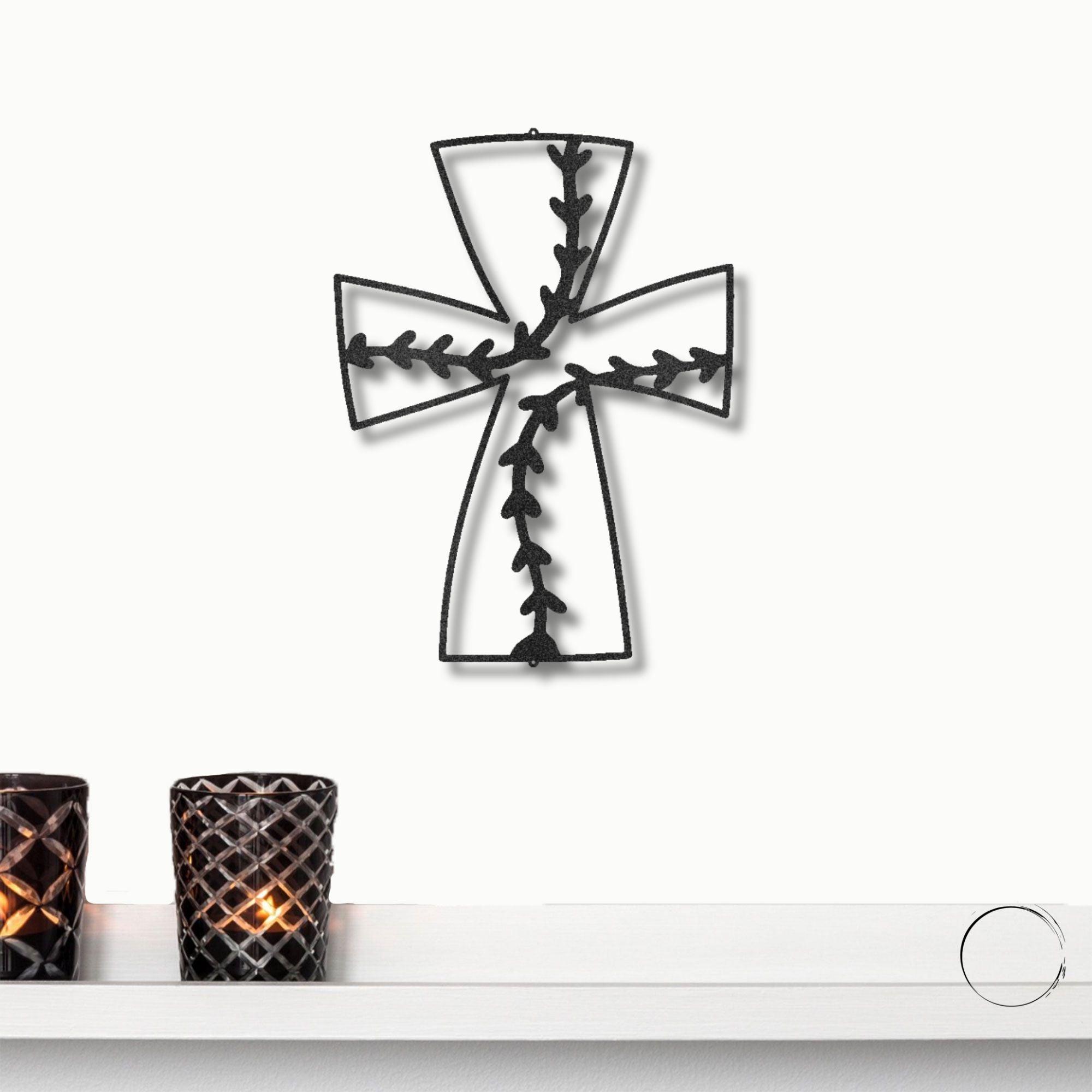 Faith In Baseball Cross Metal Art Wall Sign - Mallard Moon Gift Shop