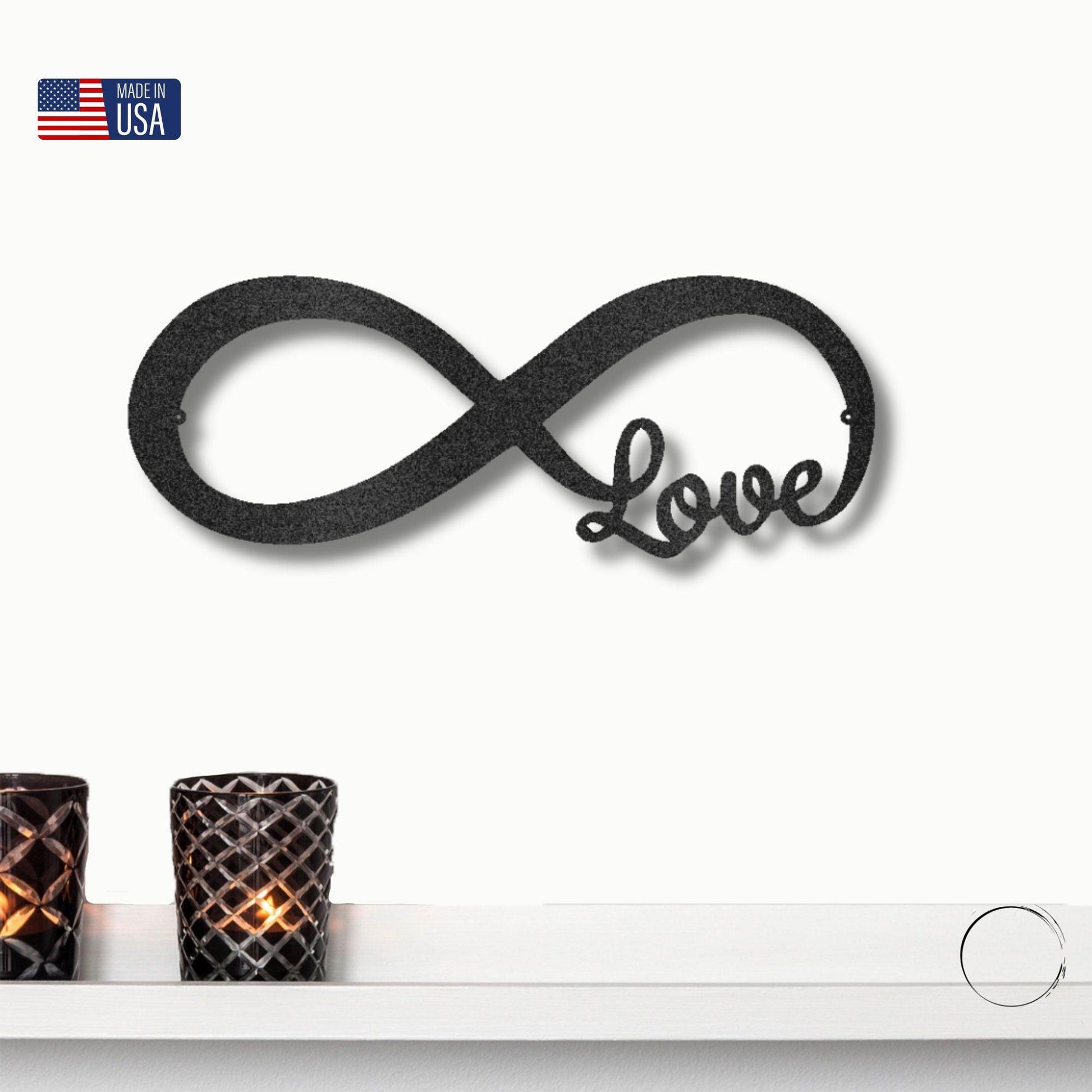 Infinite Love Steel Wall Sign Metal Art Valentine Wedding Anniversary Gift - Mallard Moon Gift Shop