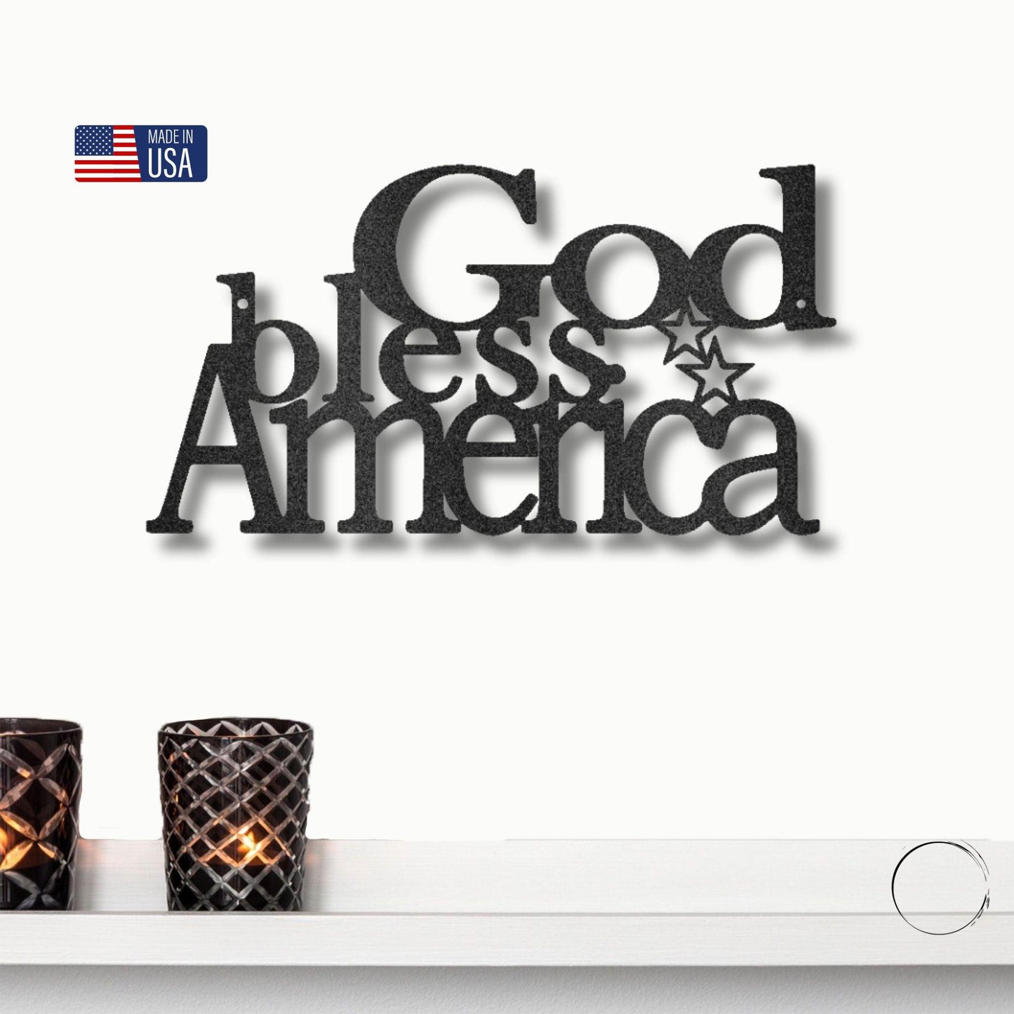 God Bless America Metal Art Wall Sign - Mallard Moon Gift Shop