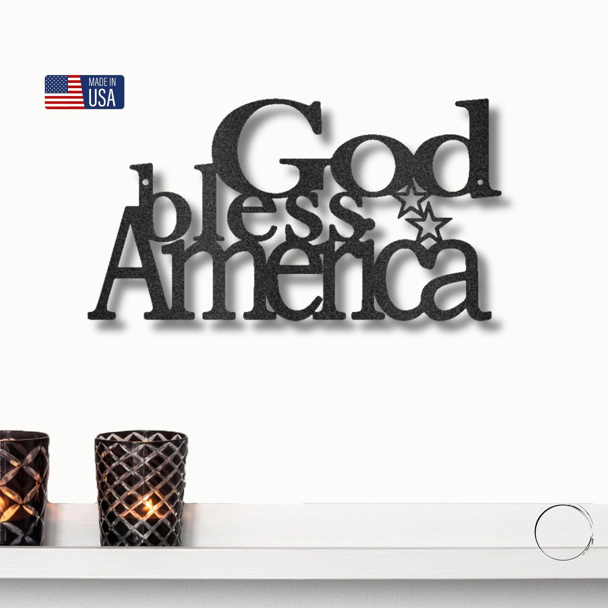 God Bless America Metal Art Wall Sign - Mallard Moon Gift Shop