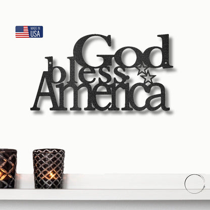God Bless America Metal Art Wall Sign - Mallard Moon Gift Shop