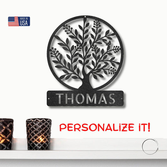 Personalized Tree of Life Metal Wall Sign: Celebrate Your Roots - Mallard Moon Gift Shop