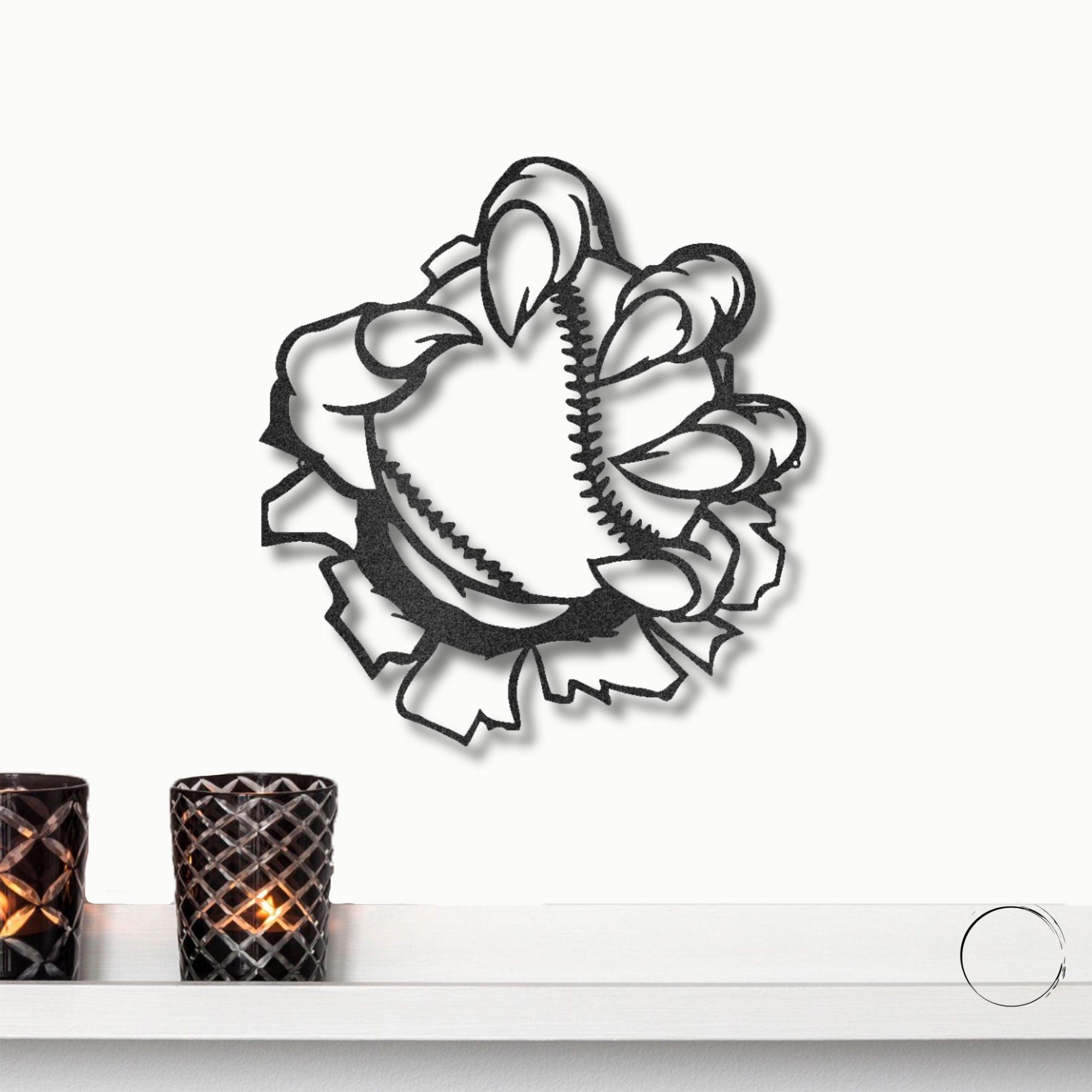 Baseball Monster Claw Metal Art Wall Sign - Mallard Moon Gift Shop