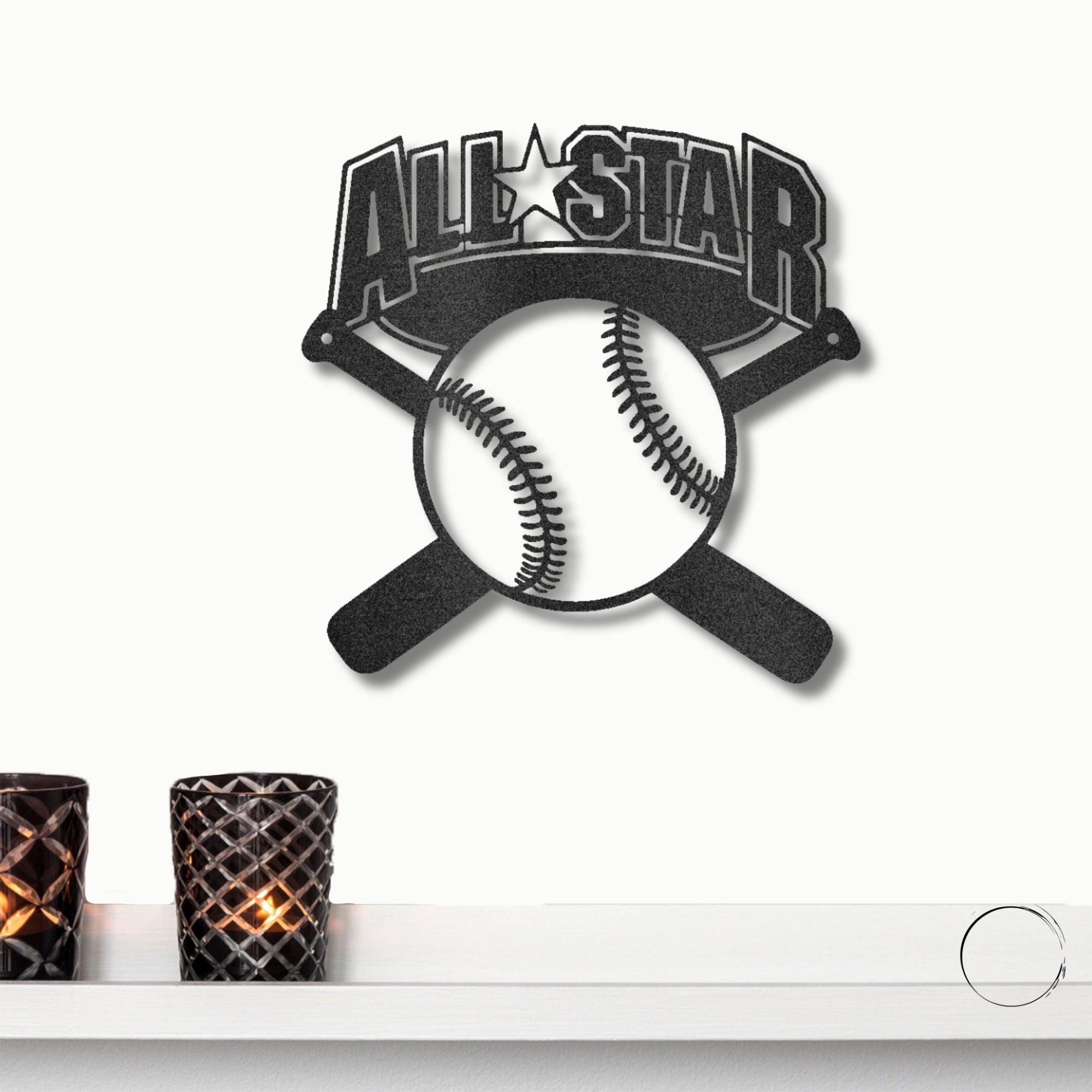 Baseball All Star Metal Art Wall Sign - Mallard Moon Gift Shop