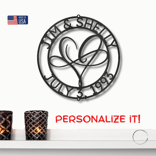 Infinite Love Personalized Name Steel Wall Sign Valentine Anniversary Birthday Gift - Mallard Moon Gift Shop
