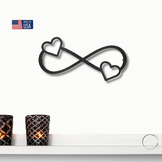Double Heart Infinity Steel Wall Sign - Mallard Moon Gift Shop