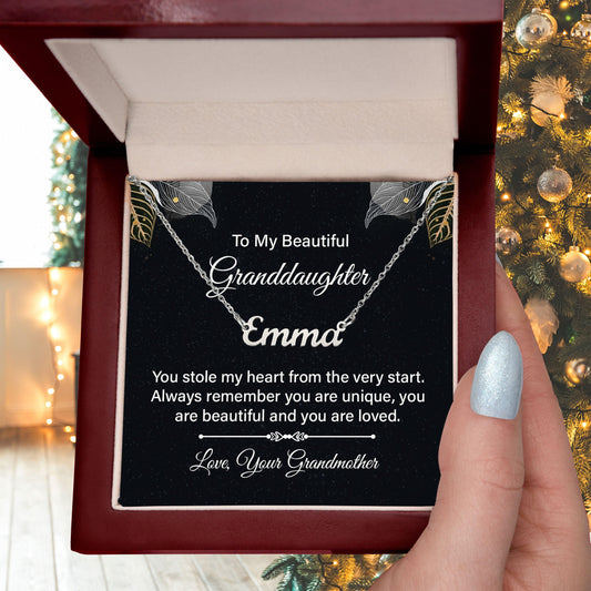 To My Beautiful Granddaughter - You Stole My Heart - Personalized Name Necklace - Mallard Moon Gift Shop