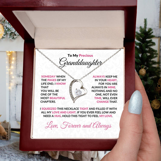 To My Precious Granddaughter Forever Love Heart Pendant Necklace - Mallard Moon Gift Shop