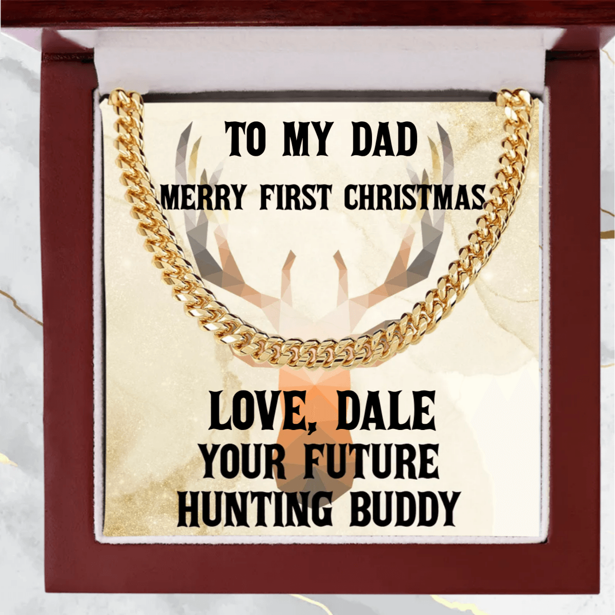 Gift From Future Hunting Buddy Cuban Link Chain Necklace Birthday Father's Day Christmas Holiday Gift for Hunter Dad - Mallard Moon Gift Shop