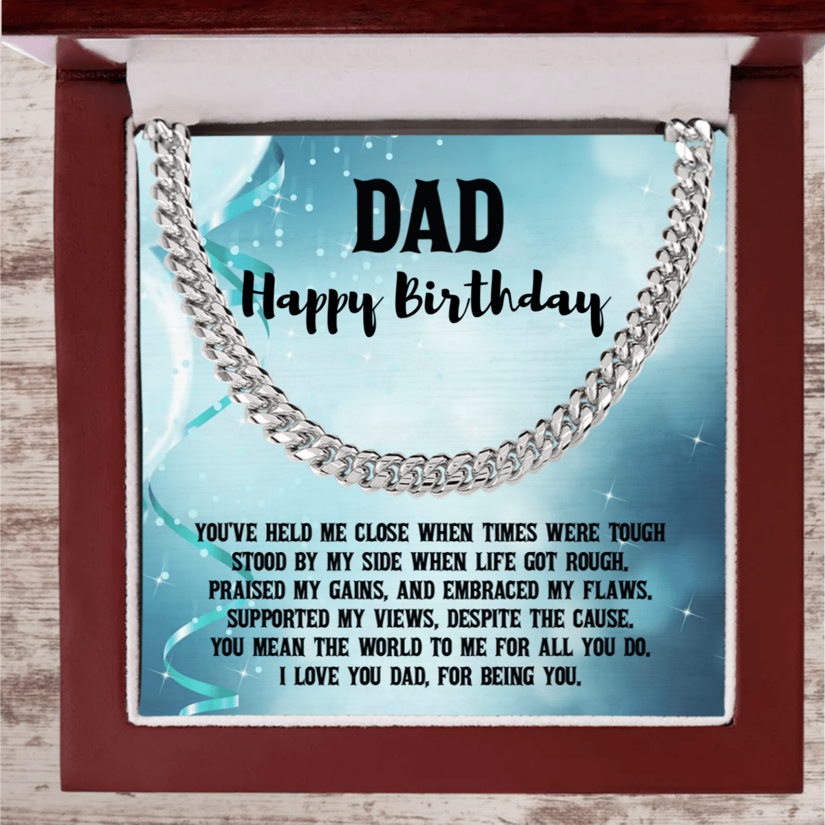 Dad Personalized Birthday, Father's Day, Christmas Gift Cuban Chain Necklace - Mallard Moon Gift Shop