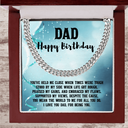 Dad Personalized Birthday, Father's Day, Christmas Gift Cuban Chain Necklace - Mallard Moon Gift Shop